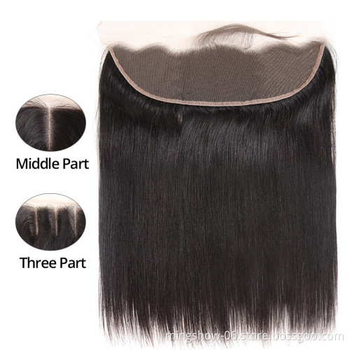 Straight 13x4 Lace Frontal Closure 100% Remy Human Hair Lace Closure Free/Middle/Three Part Natural Color